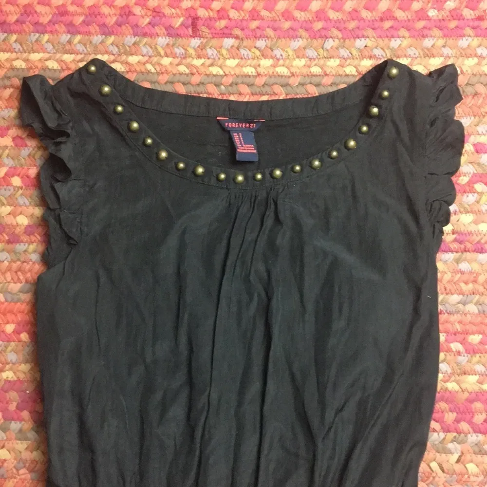 STUDDED TRIM BLACK TANK MINI DRESS - Image 3