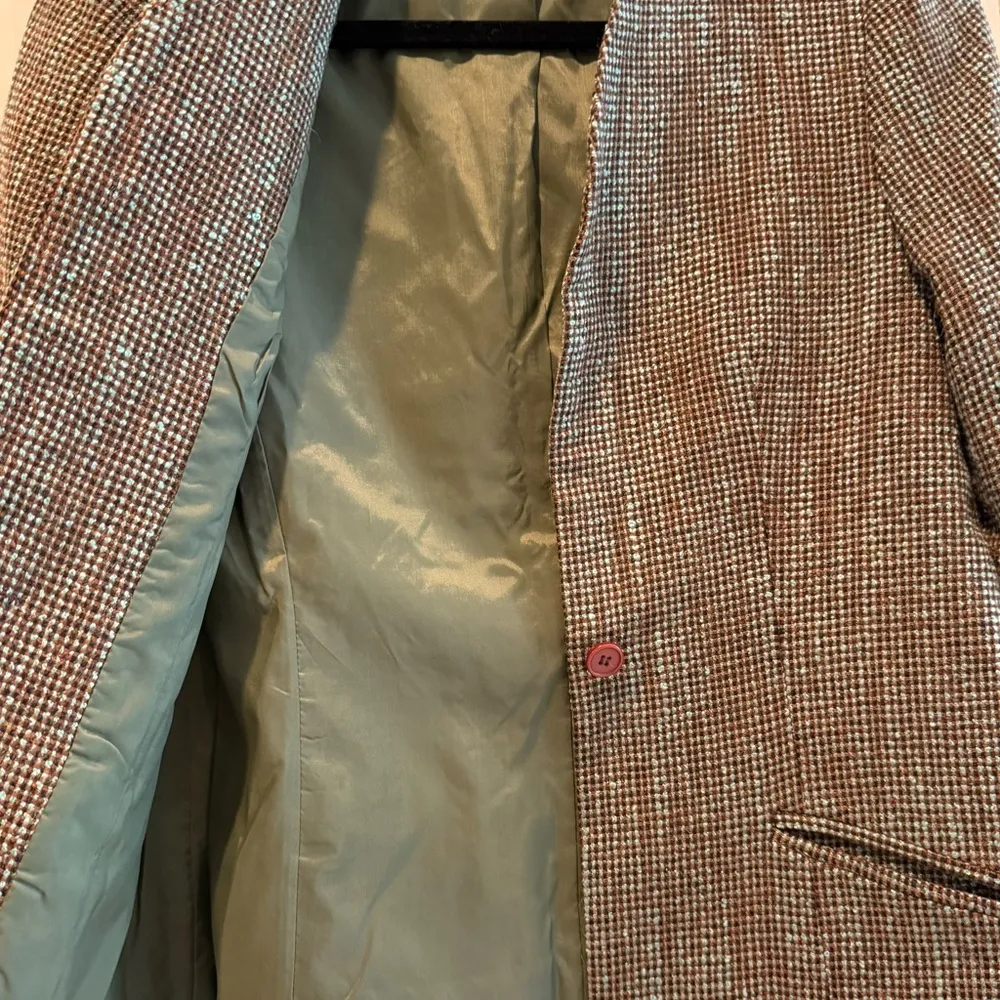 Diane Von Furstenberg Vintage Tweed Blazer‎ Mohair Wool Blend Green Brown Size 4 - Image 5