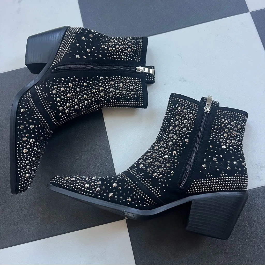 Bedazzled Black Ankle Boots Size 9.5 - Image 3