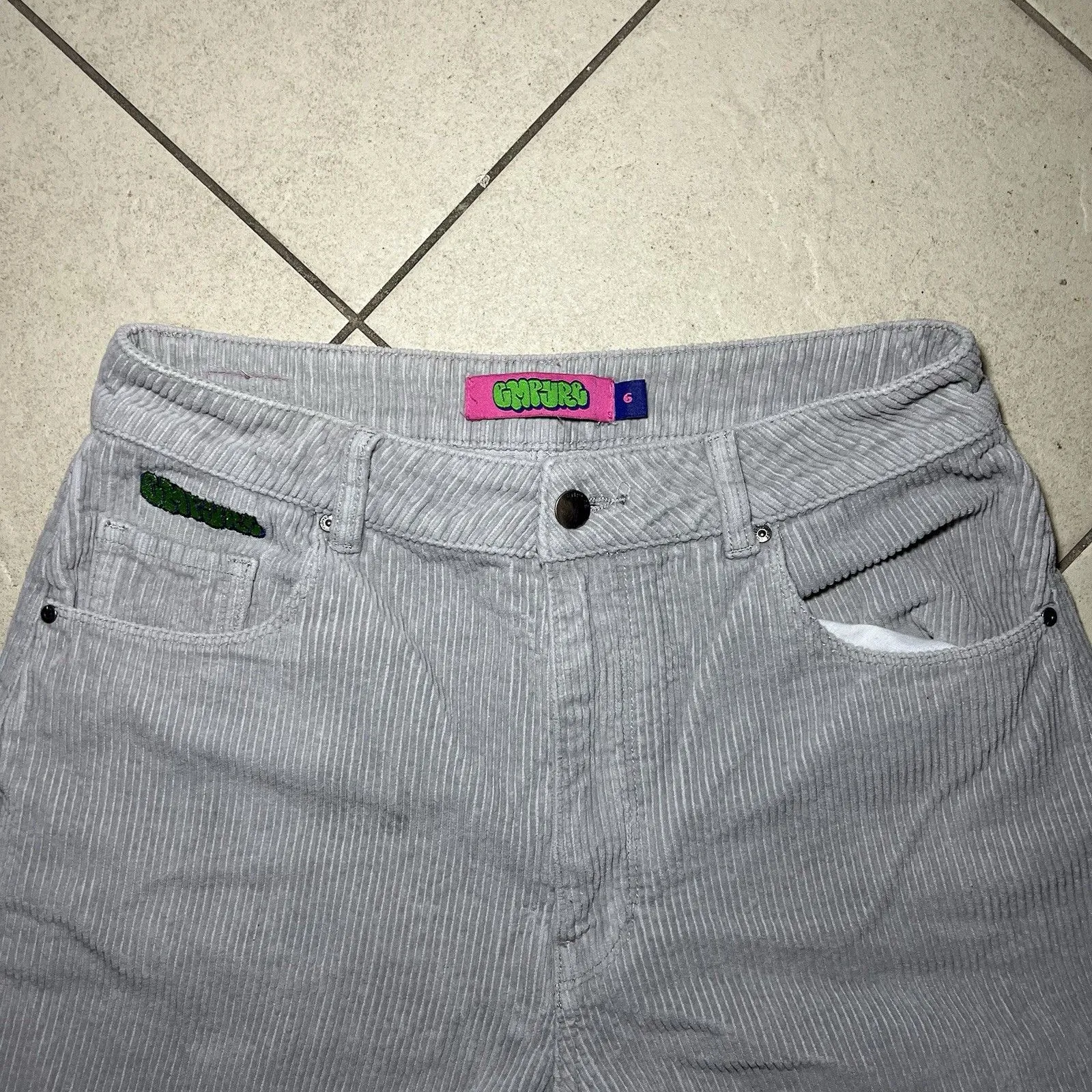 Empyre Tori Corduroy 90’s Skate Women’sPants Gray Y2K 100% Cotton SIZE 6 - Image 3