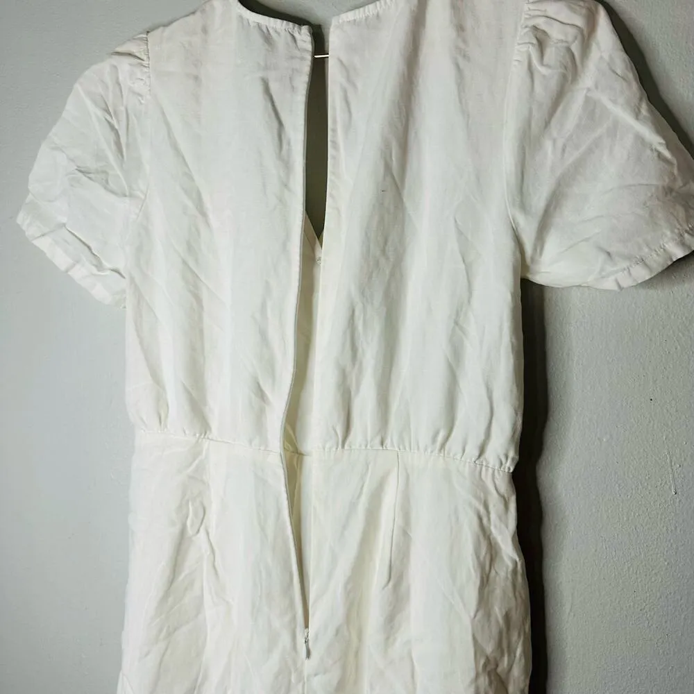 ANTHROPOLOGY GREYLIN White Jena Puff Sleeve Linen Cutout Jumpsuit Size Small - Image 11