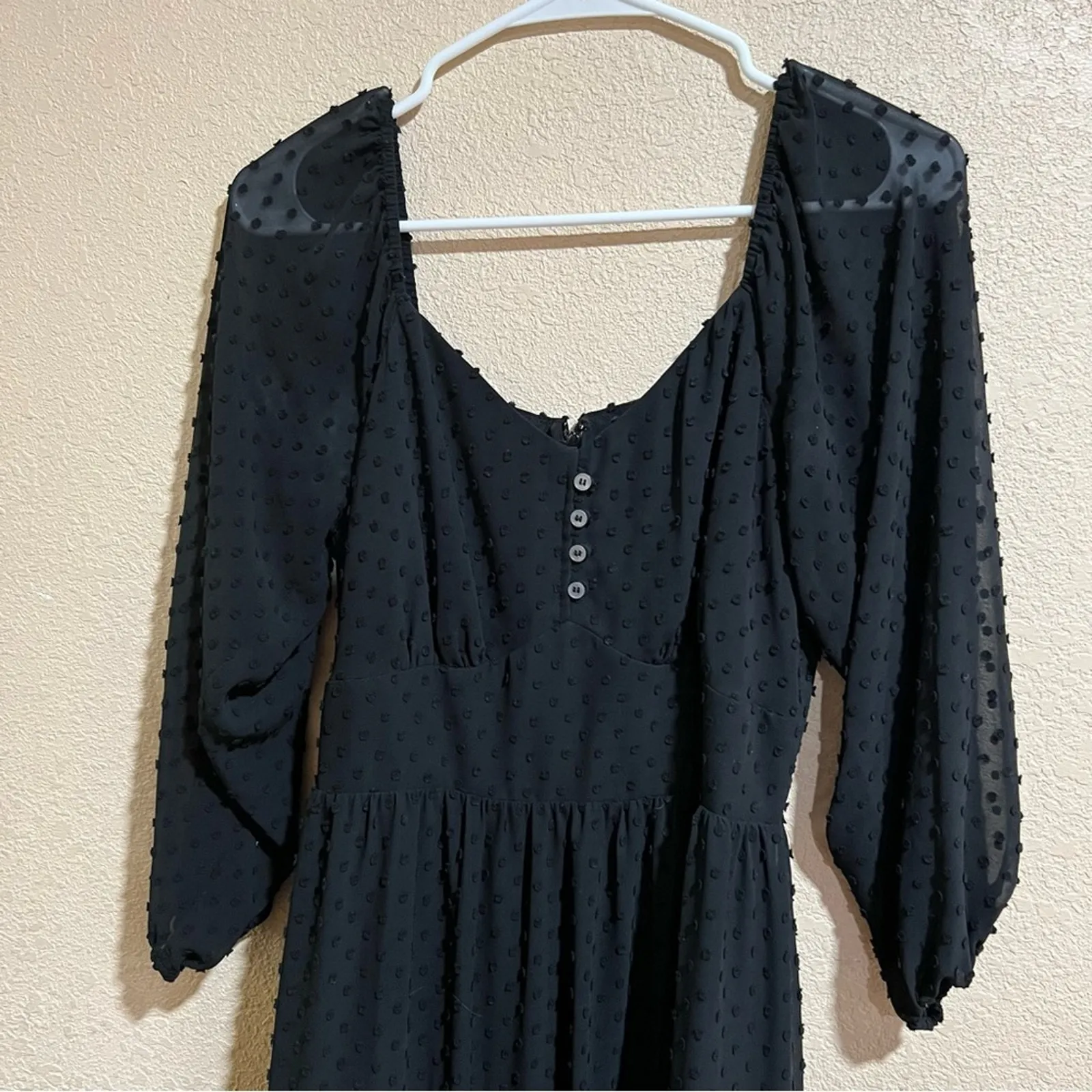 J. Crew Black Tiered Swiss Dot Midi Dress Size 4T - Image 4