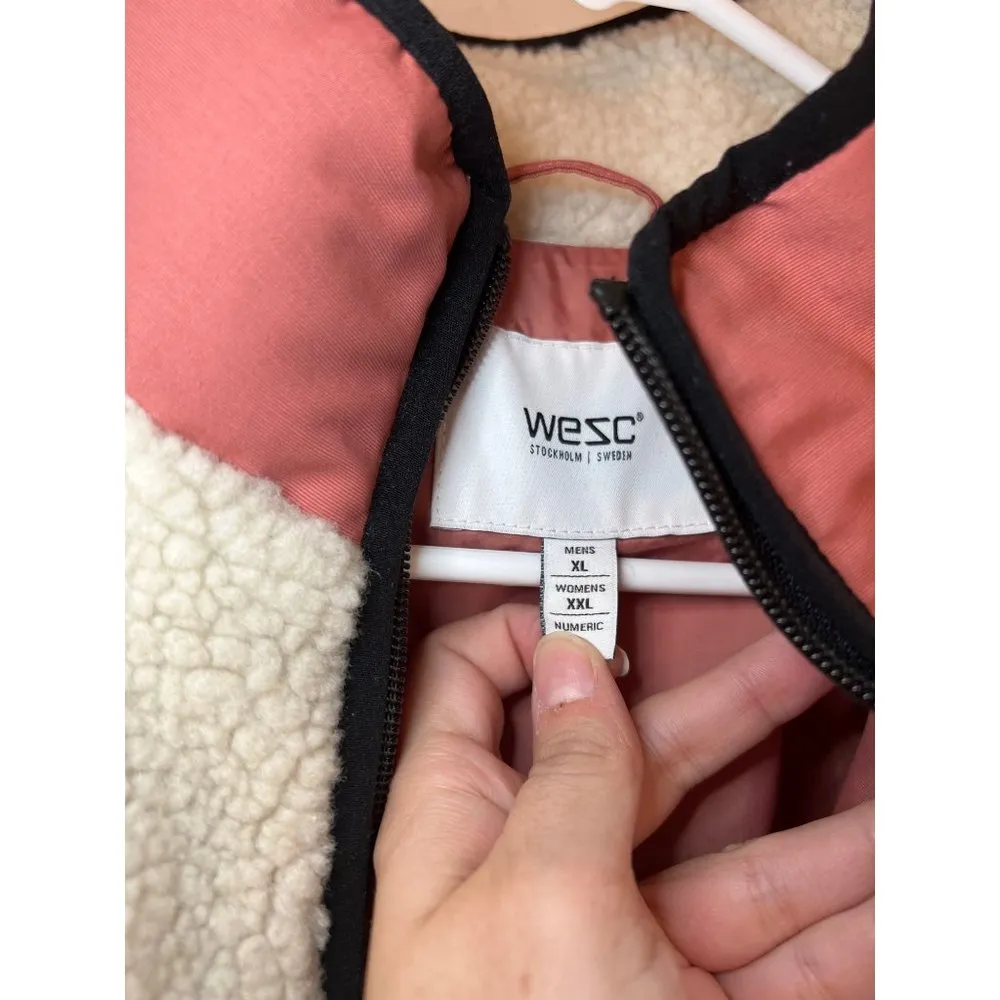 Wezc XL Beige and Mauve Sherpa Lined Zip Up Jacket Pink - Image 4