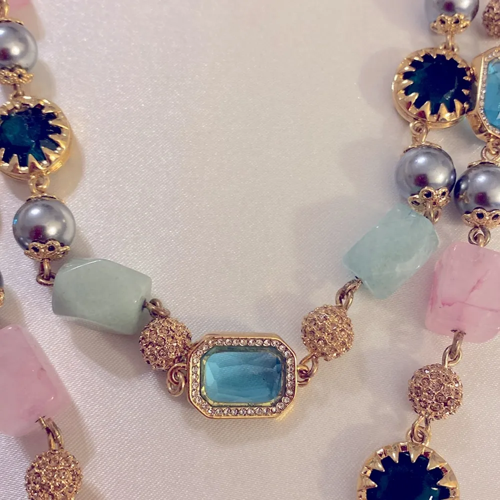 NWT Talbots semiprecious multi colored gold tone 2 strand necklace - Image 2