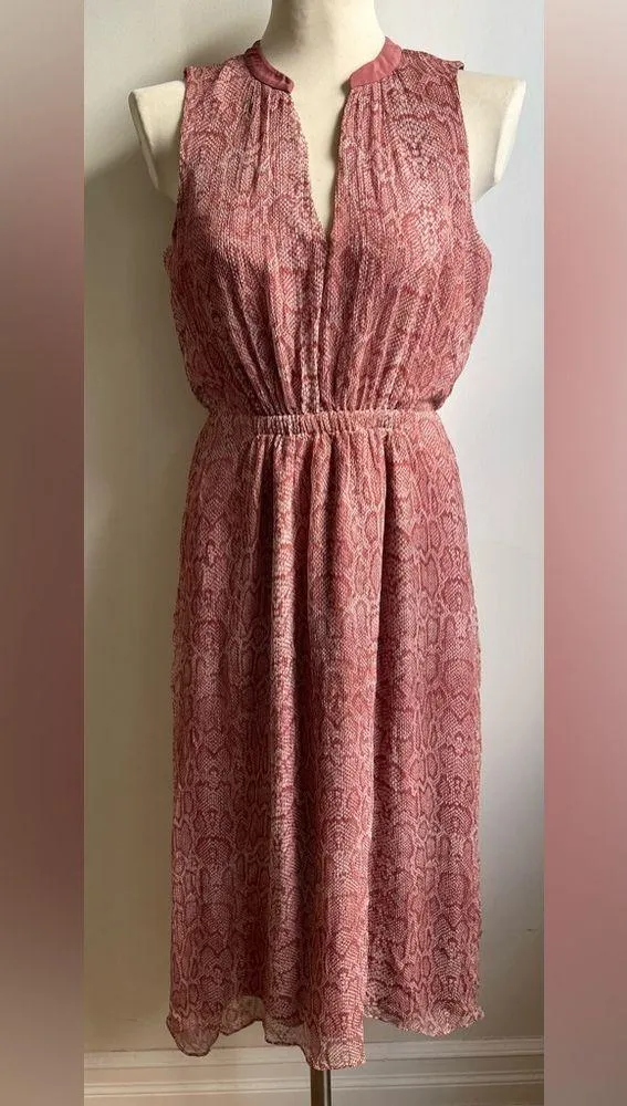 Joie "Hilarie" Silk Dress Size Small Snake Print Dusty Pink Sleeveless Midi - Image 2