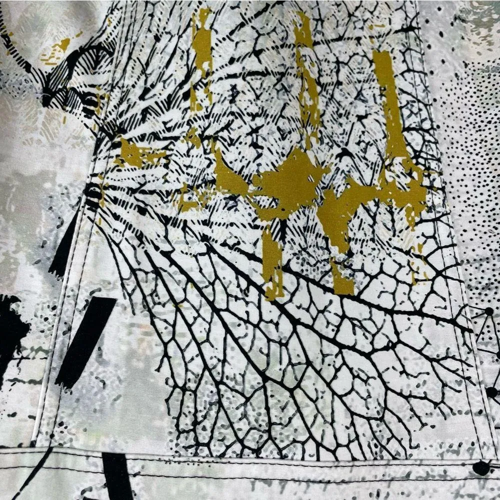 Simply Art by Dolcezza Buttoned Bomber Jacket Hydrangea Abstract Art Size Small White - Image 7