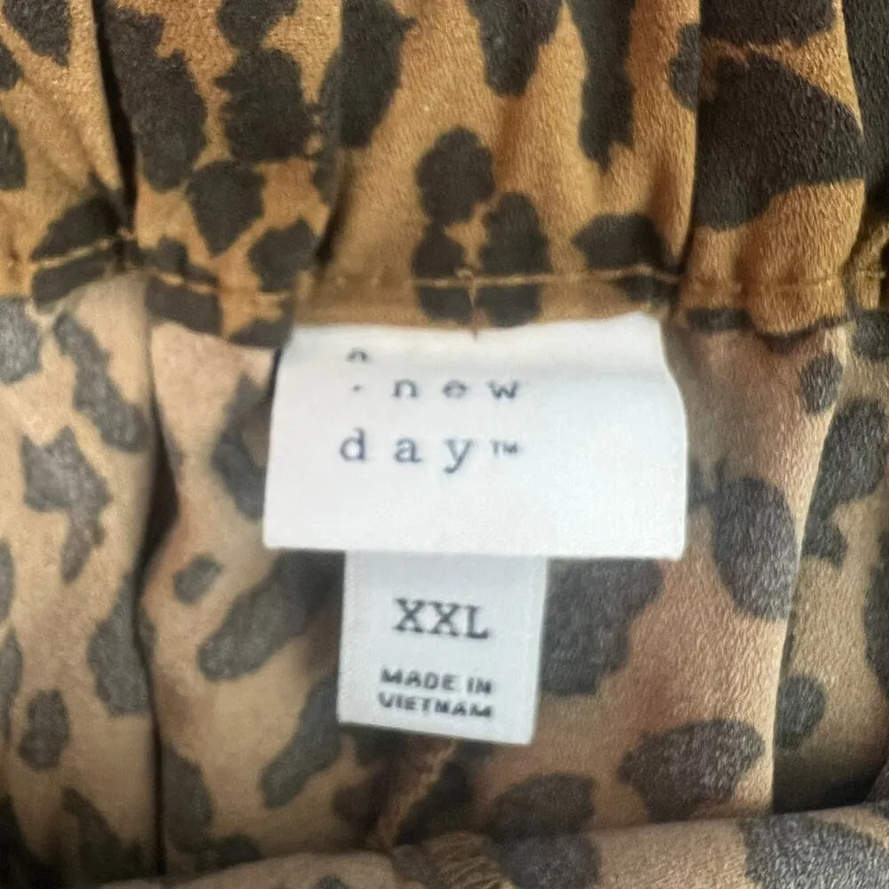 A New Day Cheetah Print Women's High Waisted Shorts w/ Tie Size XXL Pockets - Image 2