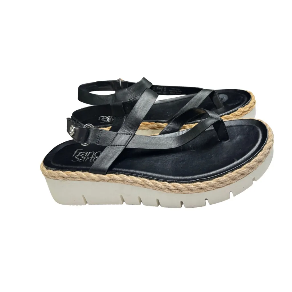 Franco Sarto Jinxy sandals black leather espadrille-style chunky sole 8 summer - Image 3
