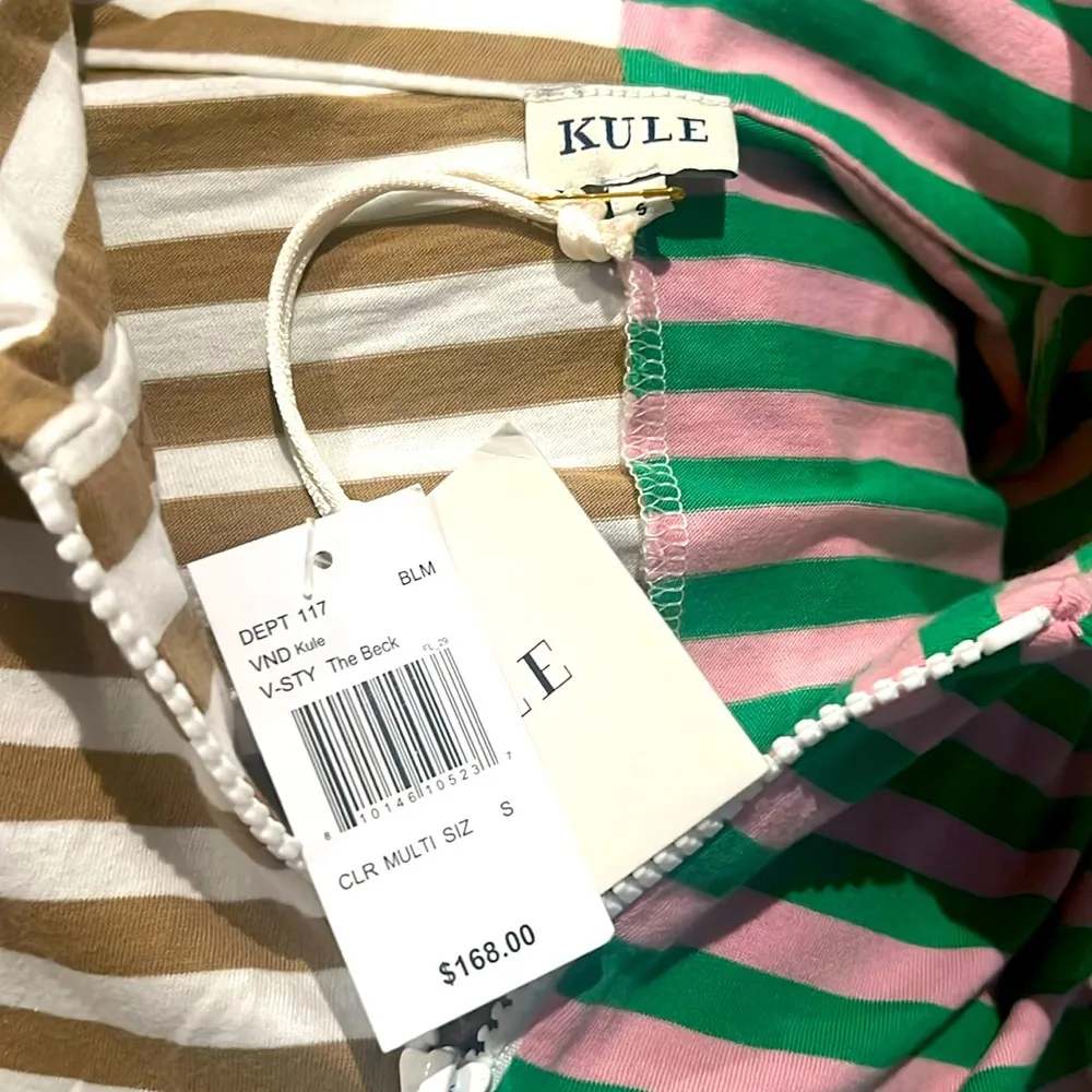 Kule The Beck Zip Neck Top Sweatshirt in Green Multi, Size S New w/Tag $168 - Image 15