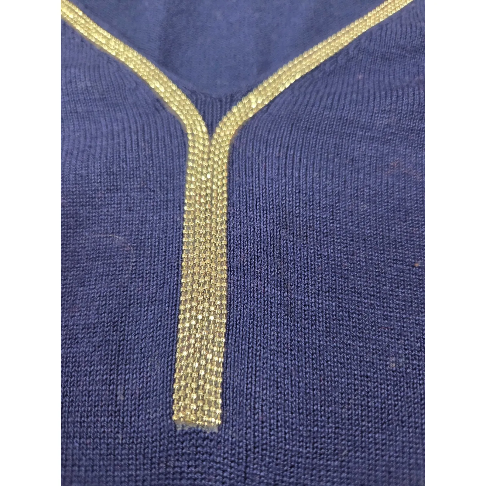 Chico's  Solid Navy Blue Thin Sweater Blouse Shirt Size 2 Large - Image 2