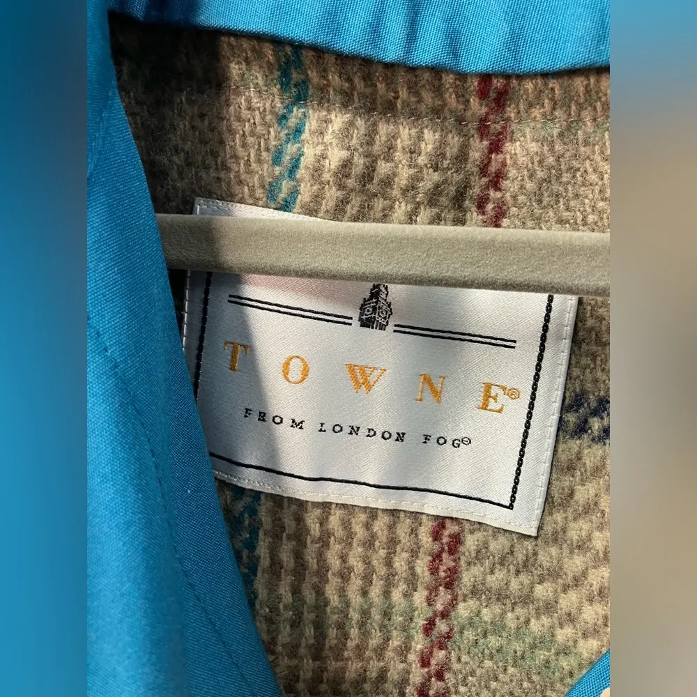 London Fog Towne Vintage Lined Coat Jacket Trench pockets‎ women’s blue size 14 - Image 3