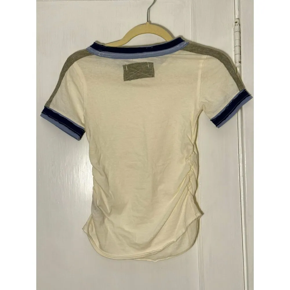 Free People We The Free Sporty Mix Tee White and Blue - Image 5