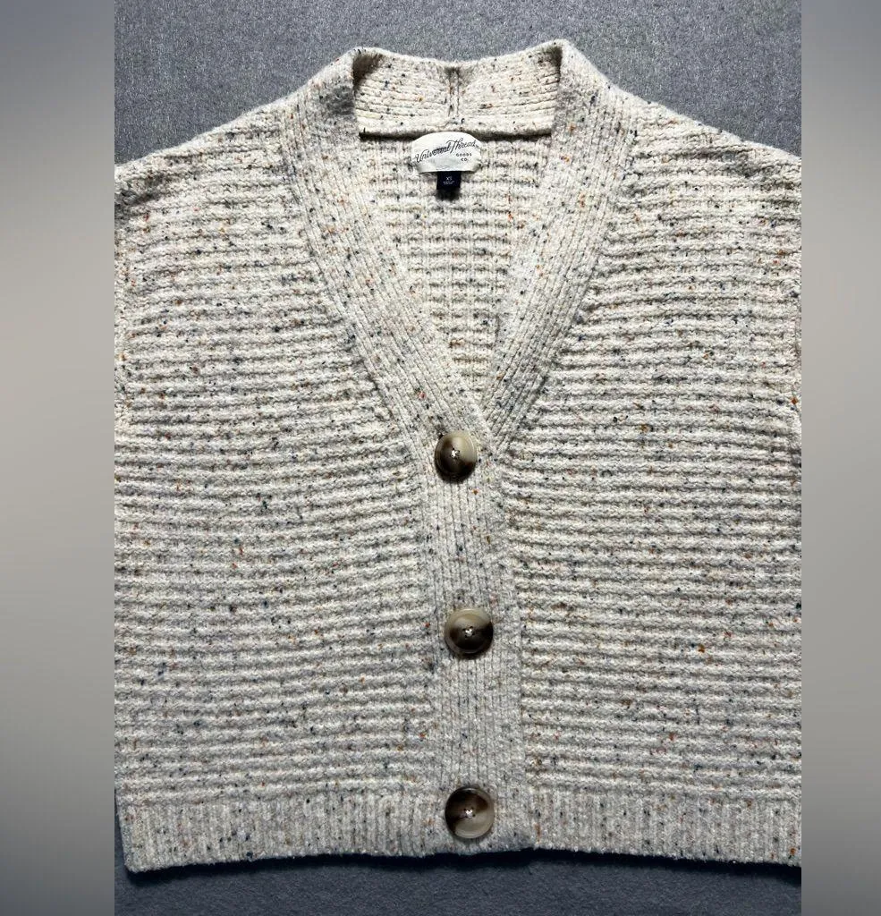 Universal Thread Women’s XS Beige Speckled Knit Cardigan Button Front Sweater - Image 2