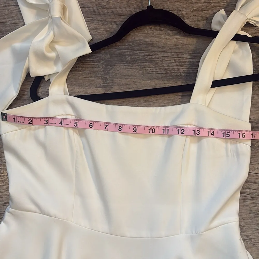 White Bow Tie Shoulder Mini Dress - Image 6