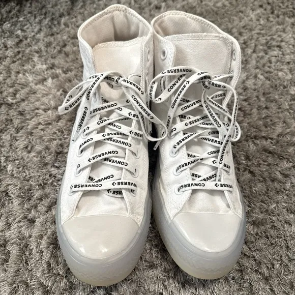 White Converse High Tops with Clear Sole 
Size 8/10 - Image 2