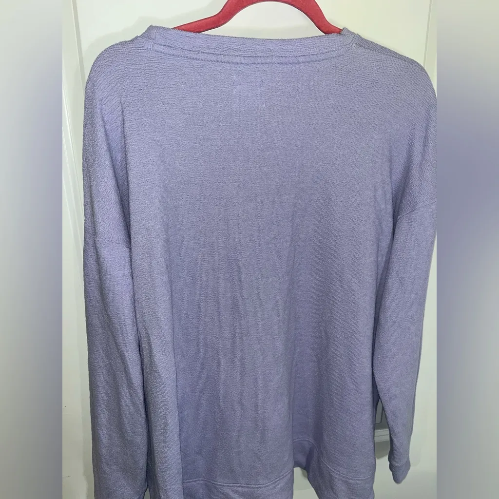Marley Lilly Lilac Cotton Lounge Crewneck Terry Cloth Long Sleeve Top Sz L-XL - Image 9