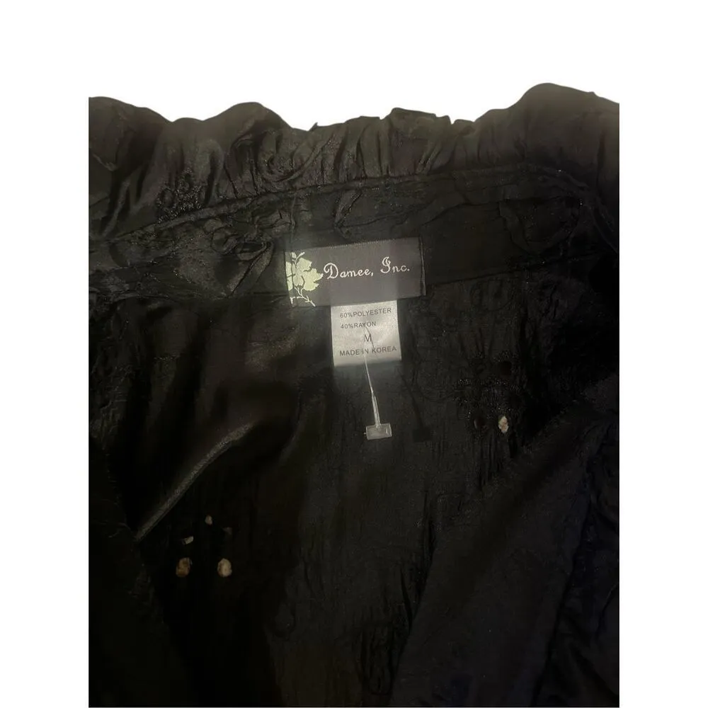 Damee Inc black jacket bubble collar cuff and hem sz Medium - Image 5