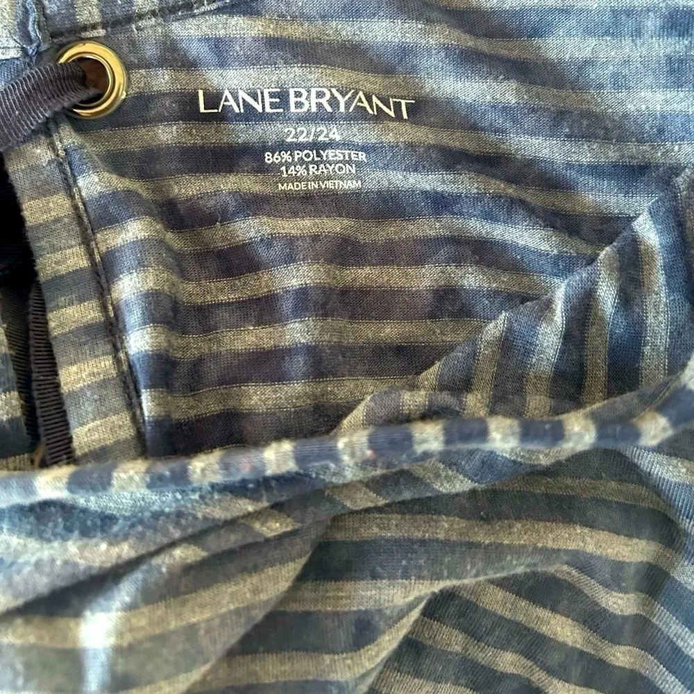 247. LANE BRYANT Plus Size Striped Tie Back Top Blue Navy with tie dye l… - Image 4