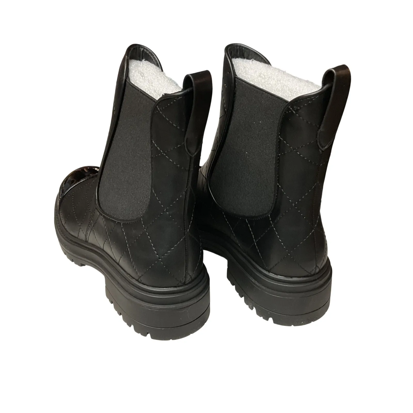 Coutgo Women's Quilted Winter Dress Slip On Ankle Chelsea Boots Black Size 7 NWB - Image 10