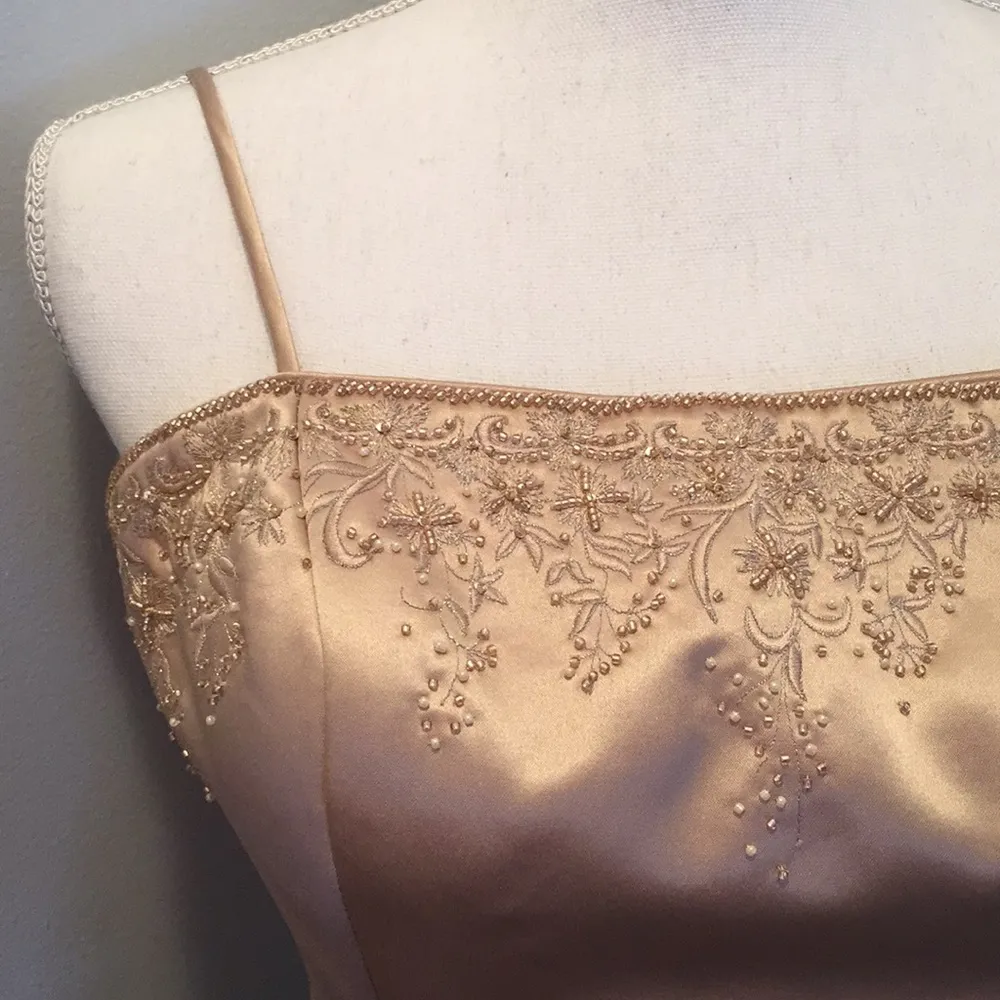 2 piece beaded gown with matching scarf Gold - Image 3