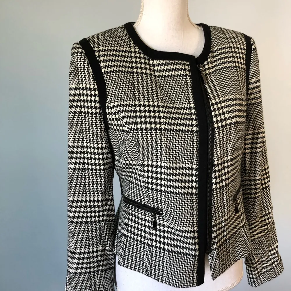 MARIO SERRANI ITALY | Plaid Houndstooth Full Zip Blazer - Image 15