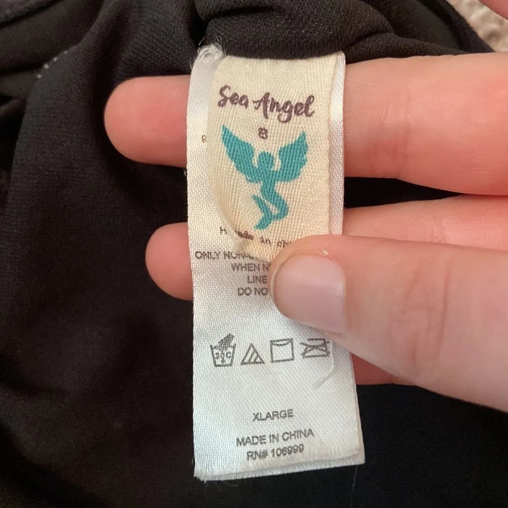 Sea Angel Black Tie Neck Lace Trim One Piece Swimsuit - Image 3