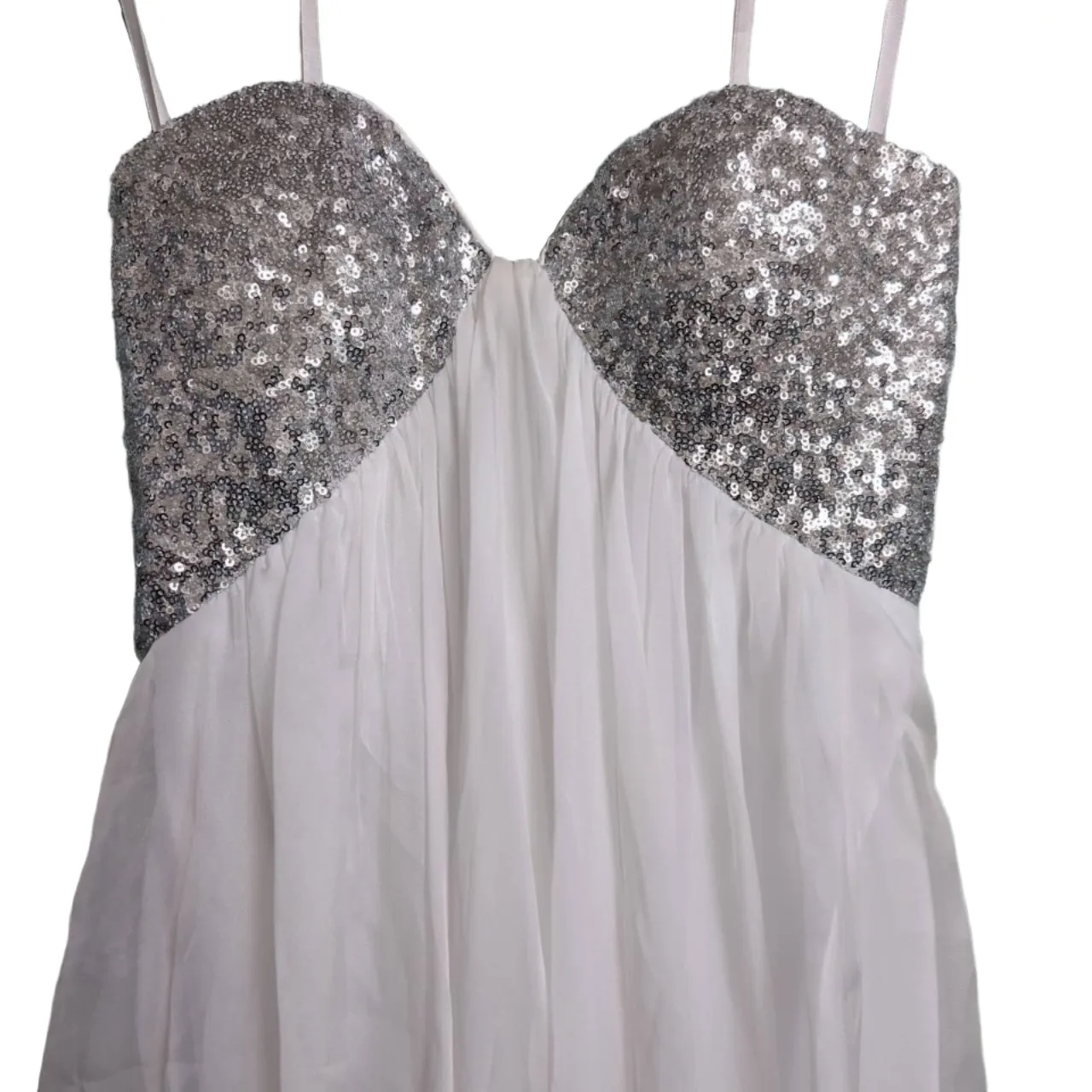 La Femme PARIS White Silver Sequined Open Back Cocktail Party Dress 0 - Image 3