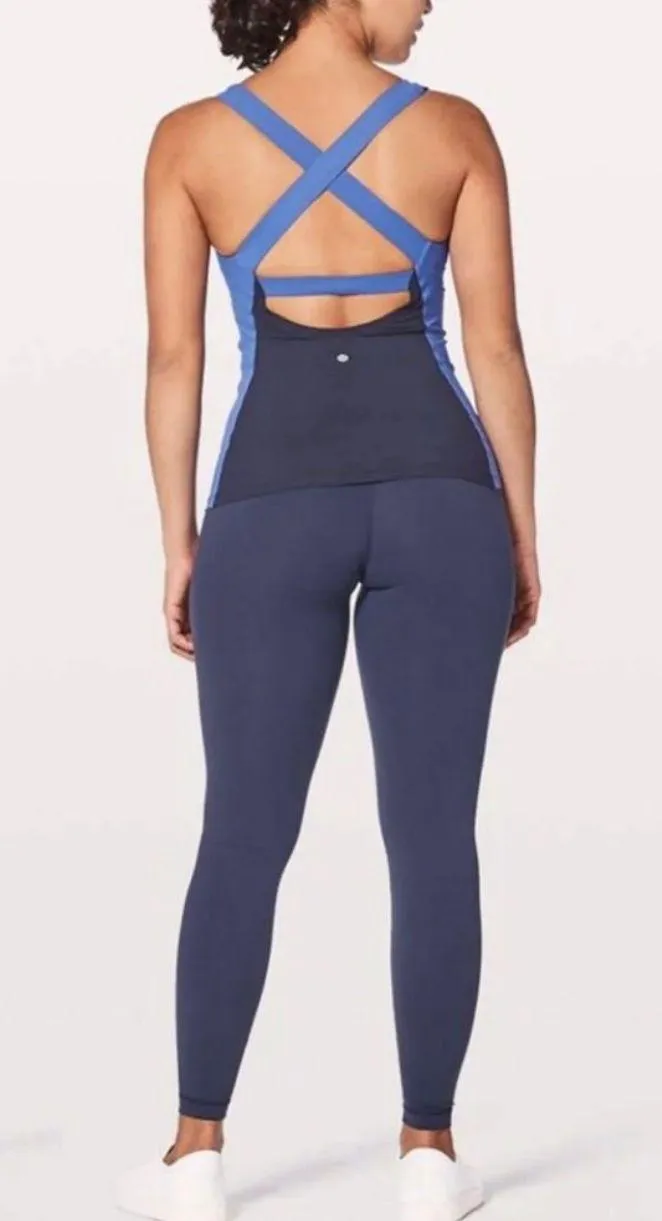 Lulu Long Breath 2-In-1 Tank Top Navy Size 4 - Image 2