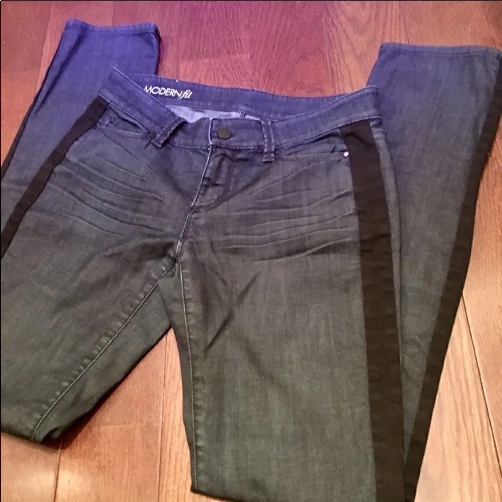 𝅺excellent Used Condition Ann Taylor Modern Fit Tuxedo Denim Pants Size 2 - Image 4