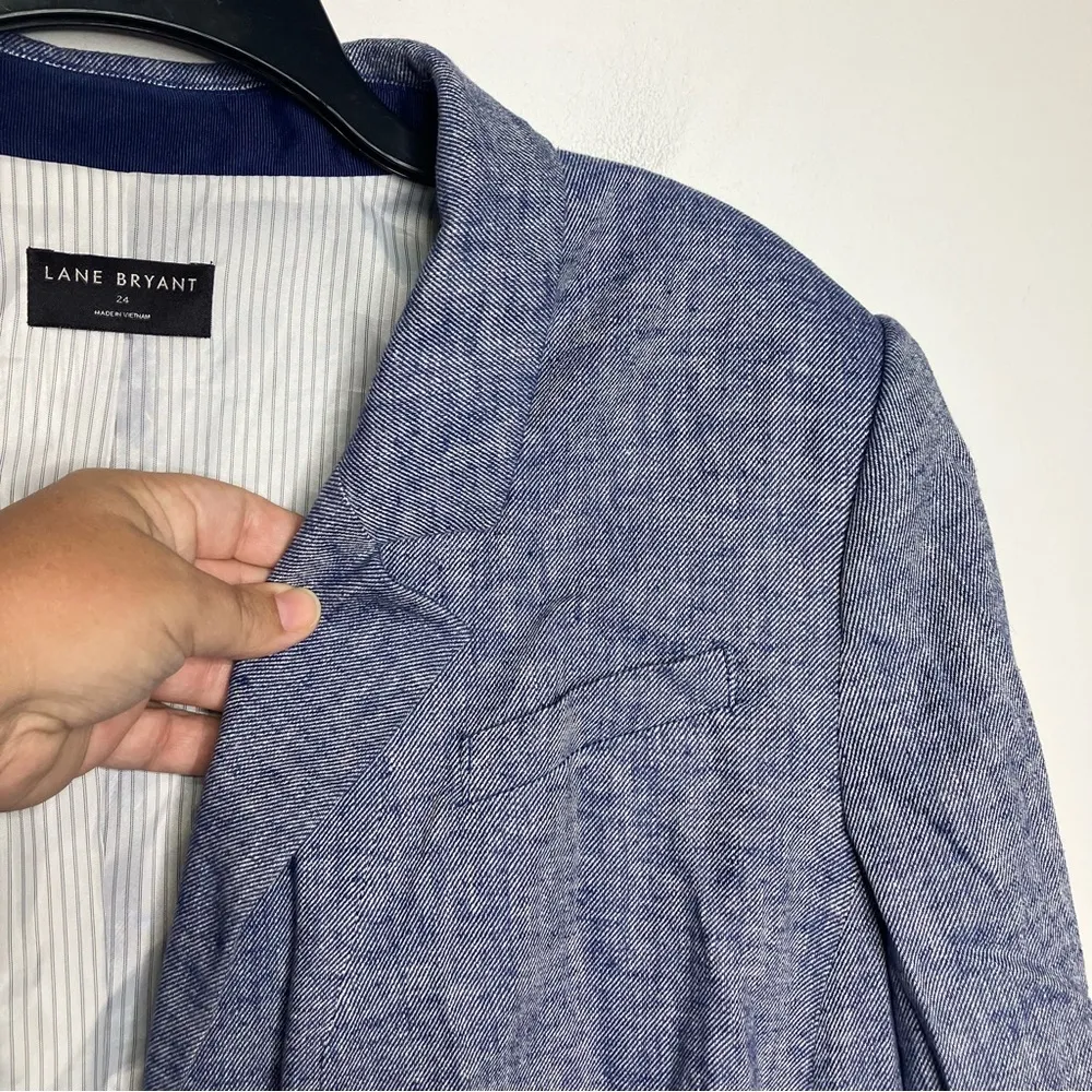 Lane Bryant linen Blend one‎ button blazer womens size 24 plus blue professional - Image 5