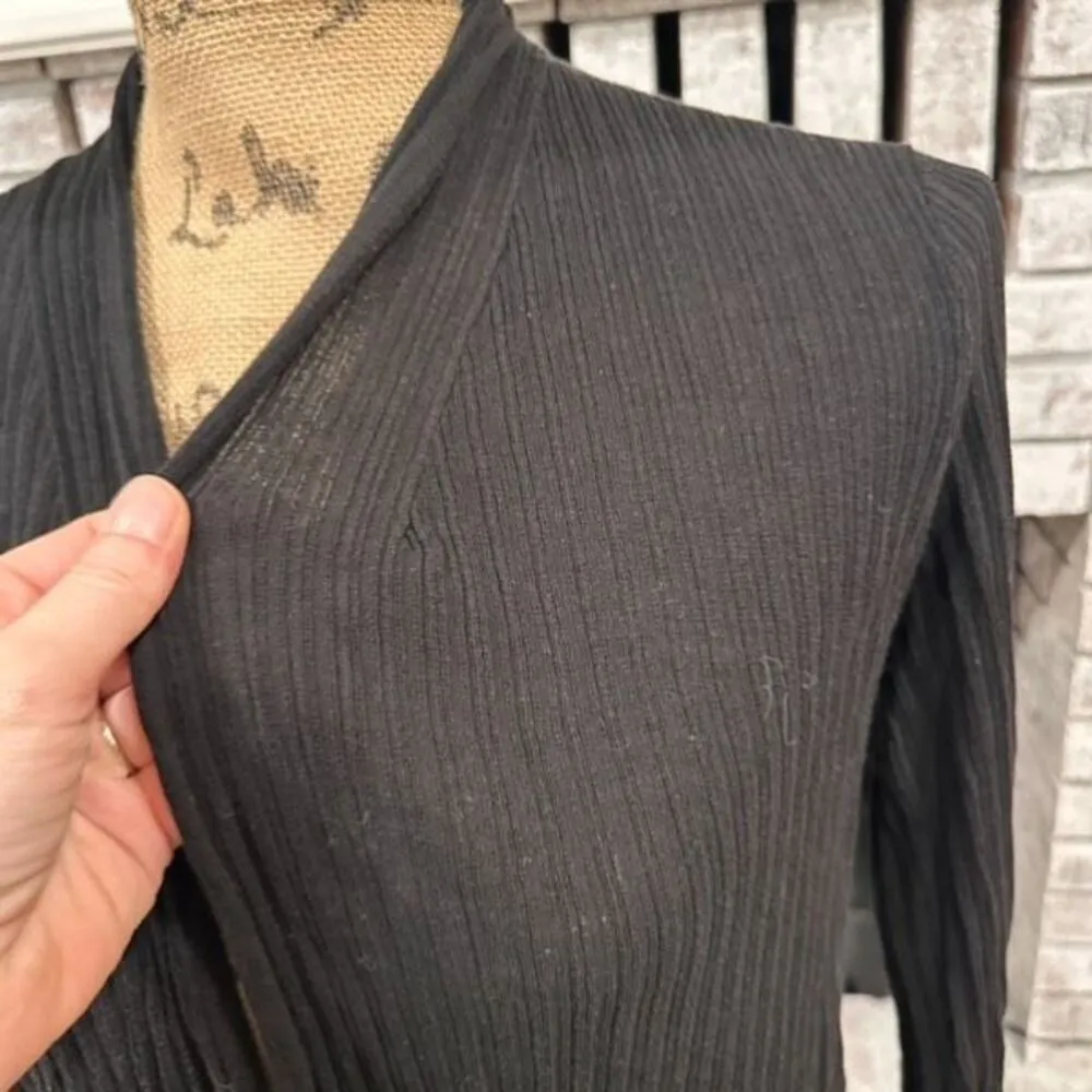 MM‎ Lafleur Women's Ribbed Knit Open Front Duster Cardigan Sweater Black Small - Image 5