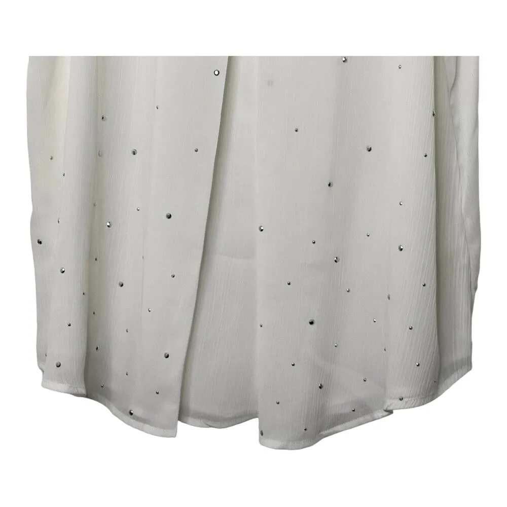 Juicy Couture White Semi Sheer Embellished Tank Top Women's Large New - Image 10