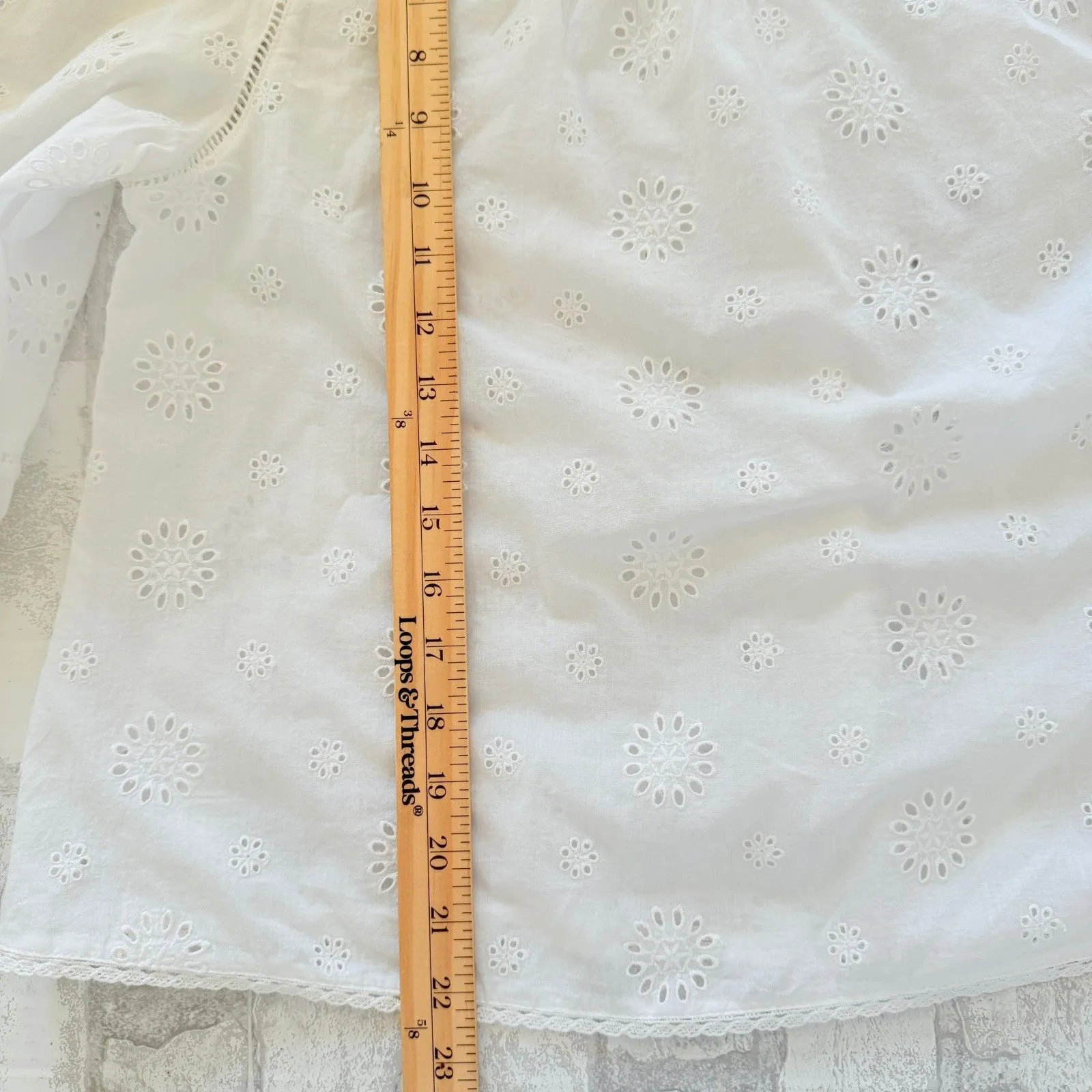 Pilcro Long Sleeve Eyelet Swing Blouse Cotton Whimsical Romantic Boho Top Sz M - Image 8