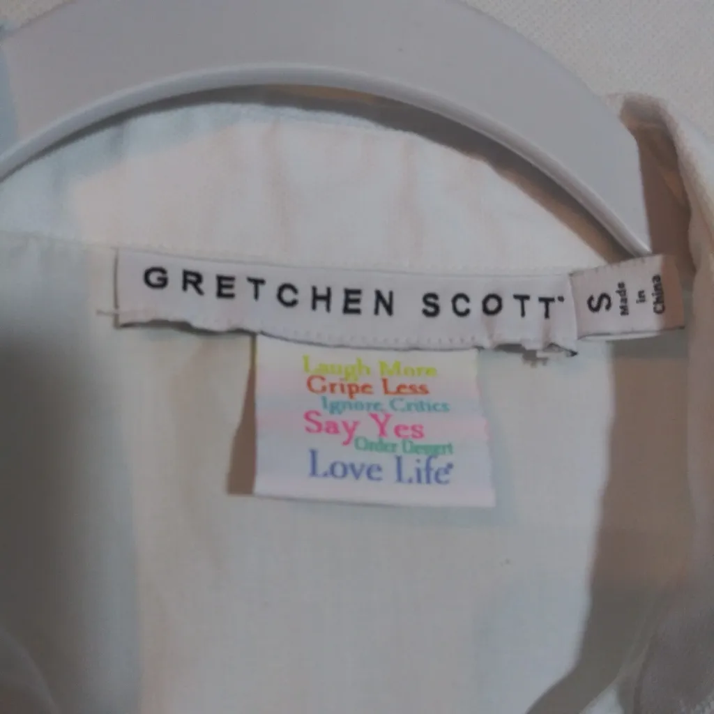 Gretchen Scott Pique All Day Shirt White Button-Up Shirt Size Small - Image 4