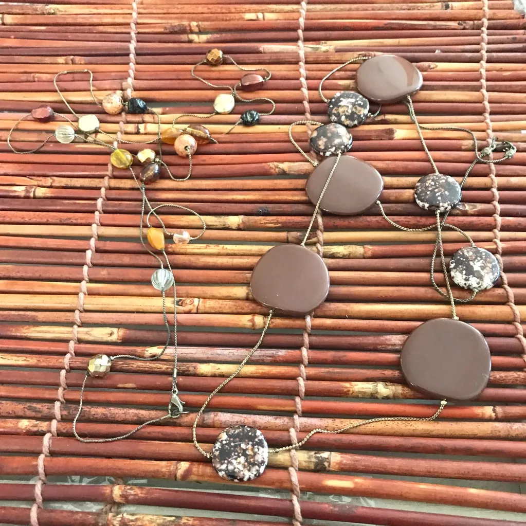 Brown Beaded Necklace Set of Two - Image 2