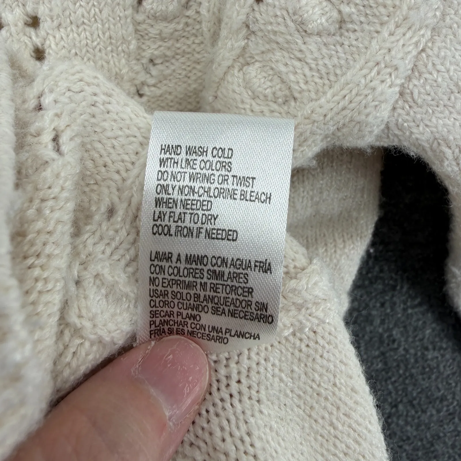 Democracy Cream Funnel Neck Sweater Popcorn Stitch Petite Large Grandmacore Cozy - Image 10