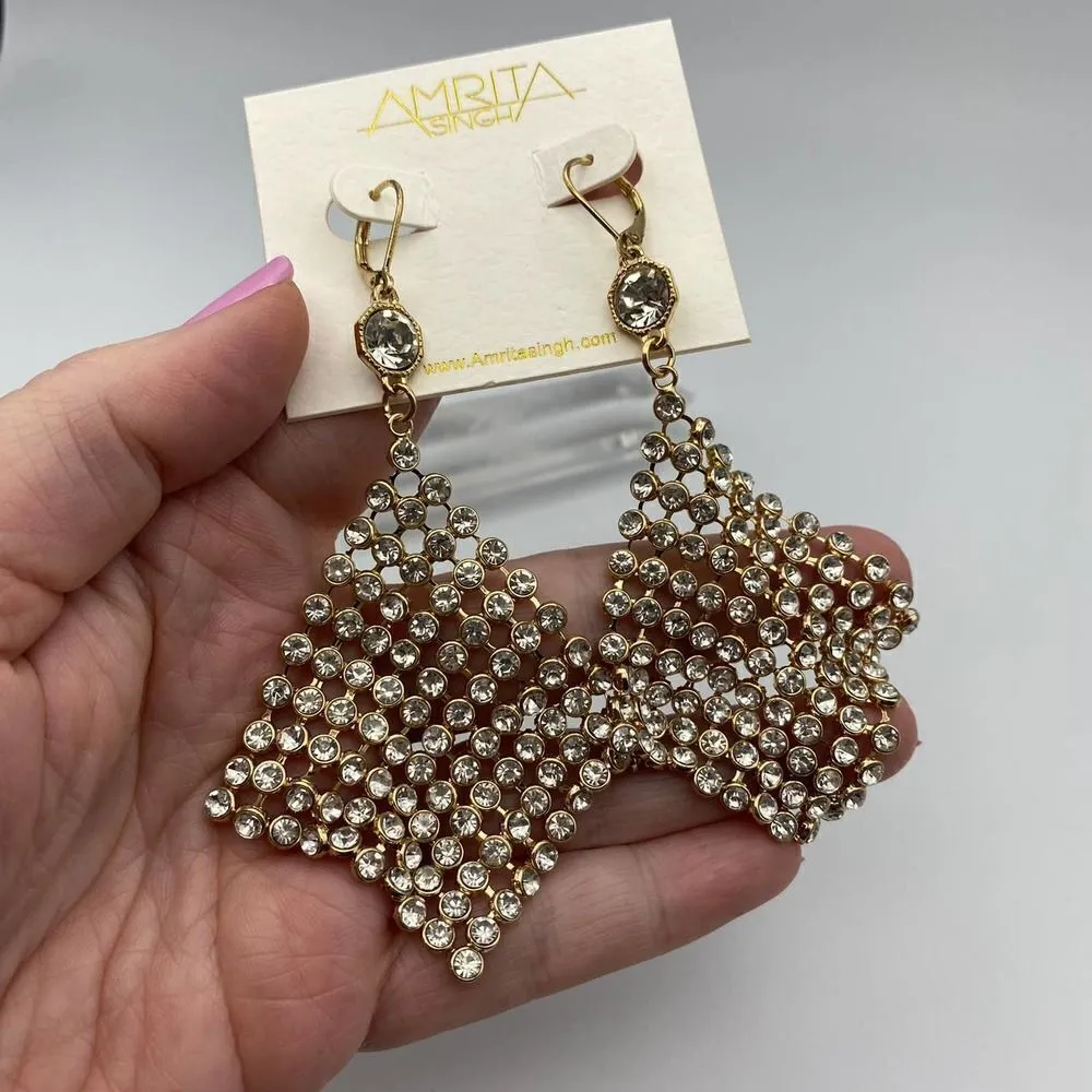 Amrita Singh Crystal Gold Drop Earrings - Image 9