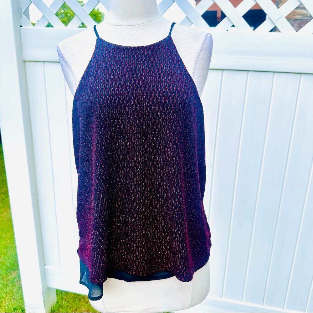 GUESS Bling Black/Red Sleeveless Aurelie Double Layer Top - Image 6