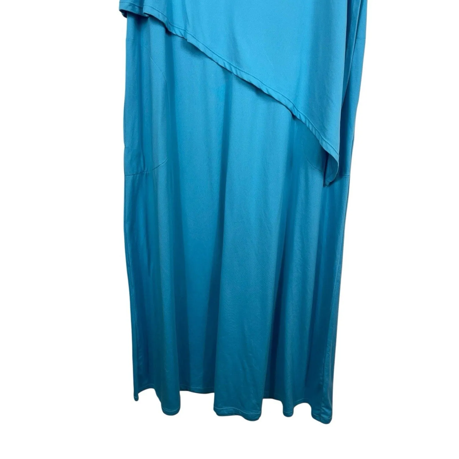 Comfort Code by Cuddl Duds Dress Large Blue Sleeveless Asymmetrical Layered - Image 3