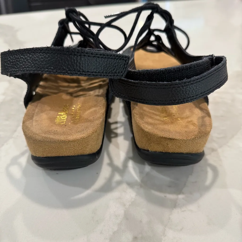 Cobbie Cuddlers Lace Up Leather Sandals Women’s 9 Black Comfort Insole Casual - Image 5