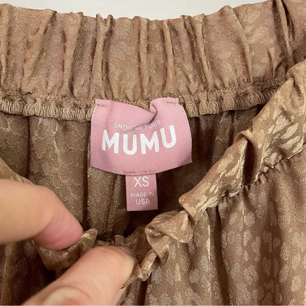 Show Me Your Mumu Satin Cheetah Print Wide Leg Pull On Palazzo Pants Size‎ XS - Image 2