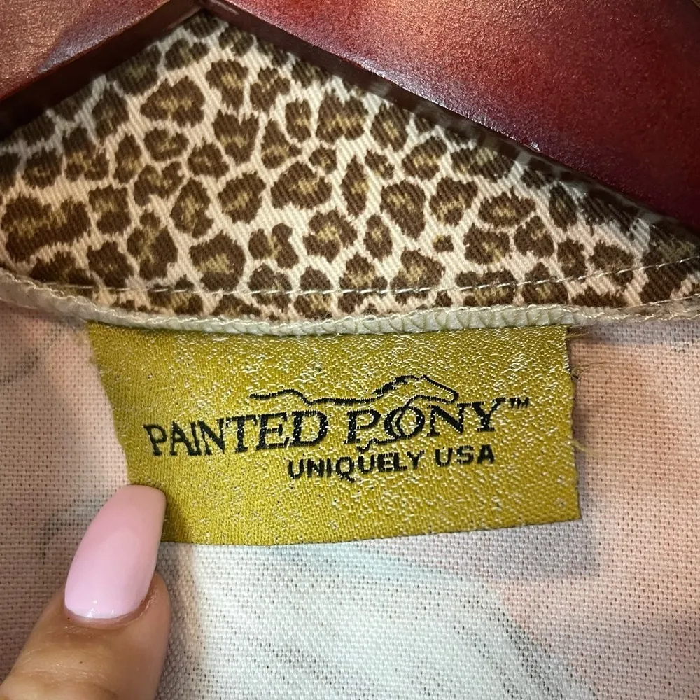 painted pony size Large Vintage lightweight jacket leopard peach Botanical Orange - Image 7