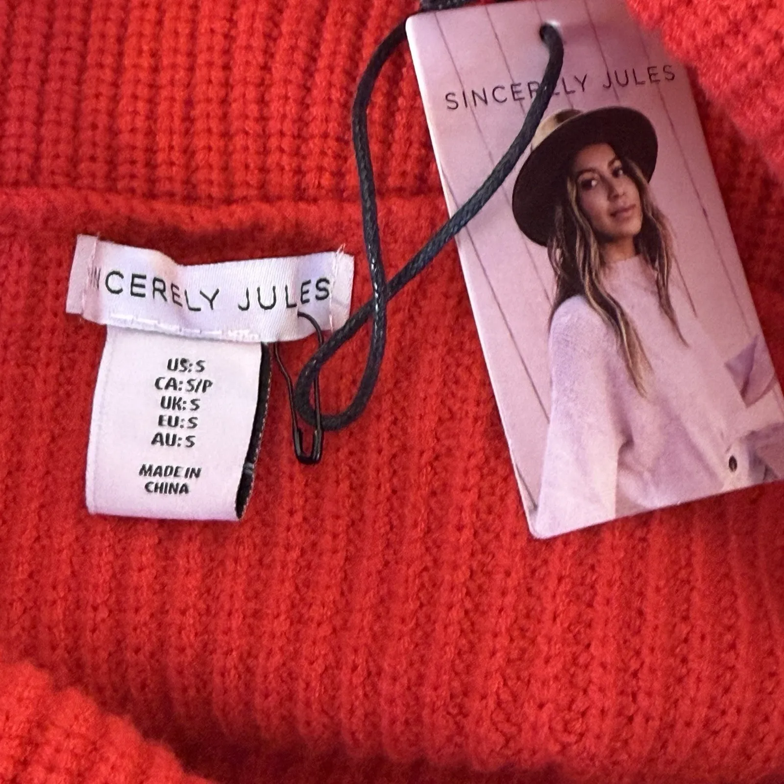 Sincerely Jules Red Off Shoulder Sweater Small Love Valentines Day Sexy Romantic - Image 6