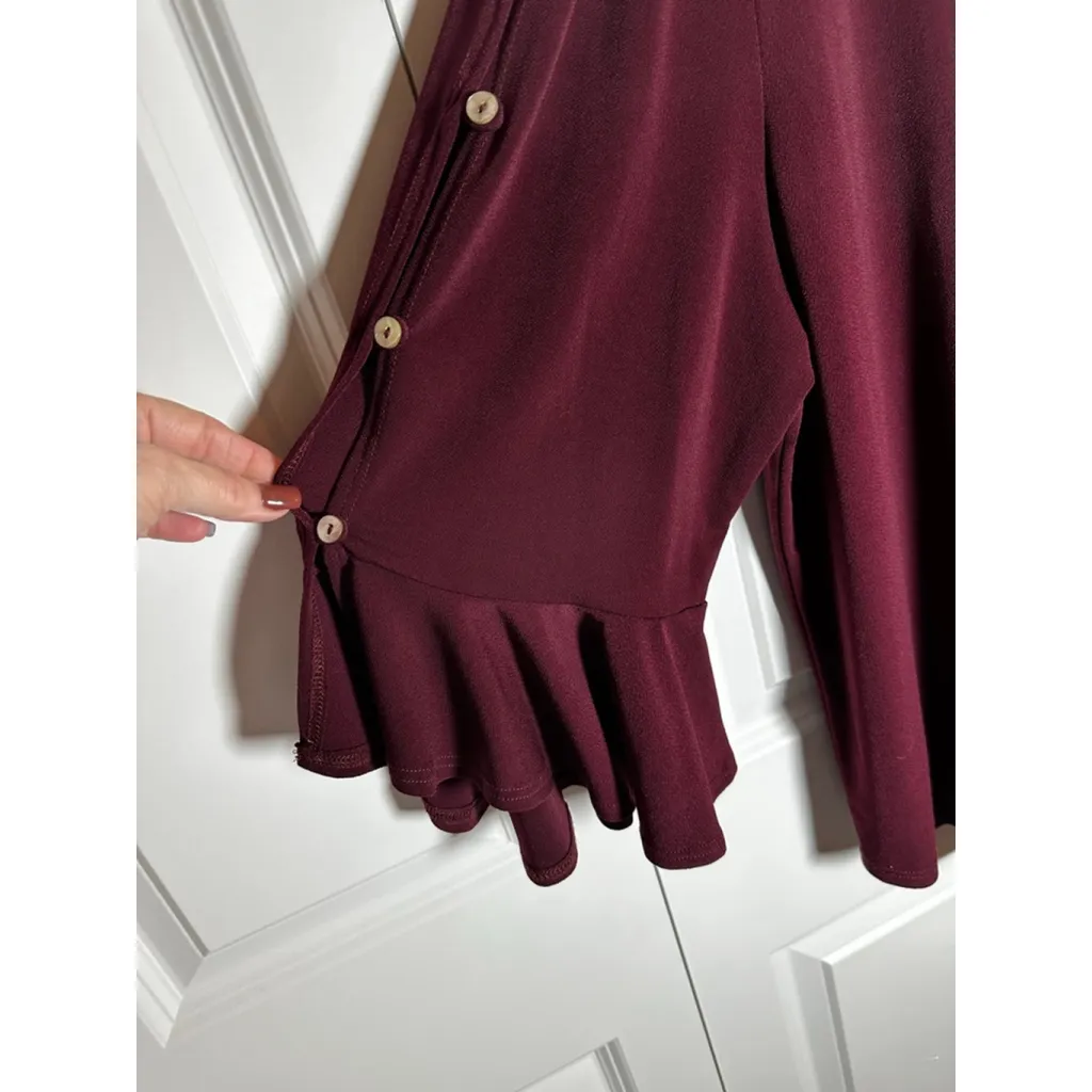 GREEN ENVELOPE Burgundy Long Sleeve Tee 3X - Image 3