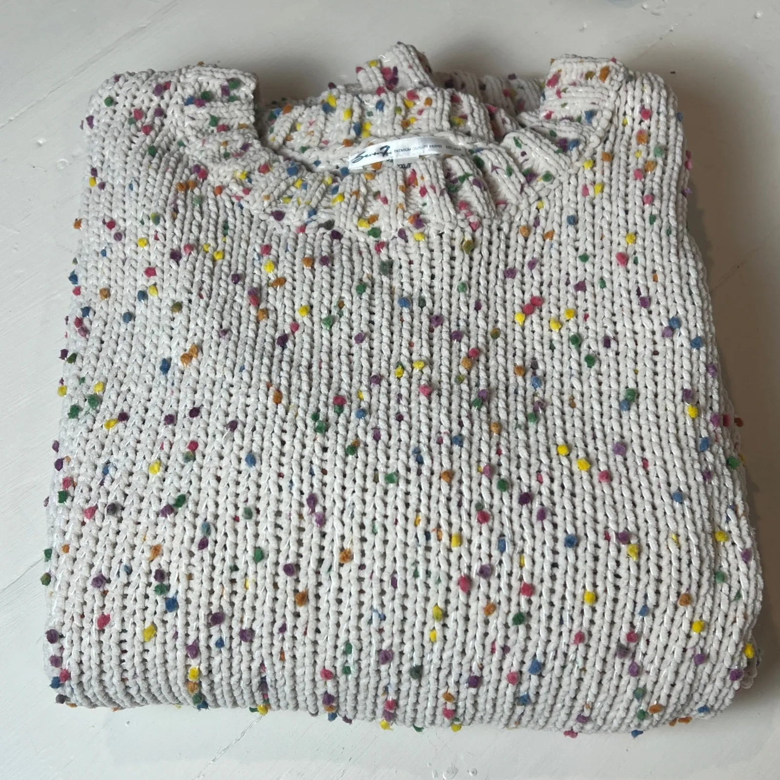 Seven7 Cream Confetti Knit Sweater Pullover Classic Cottagecore Women's Plus XXL - Image 3