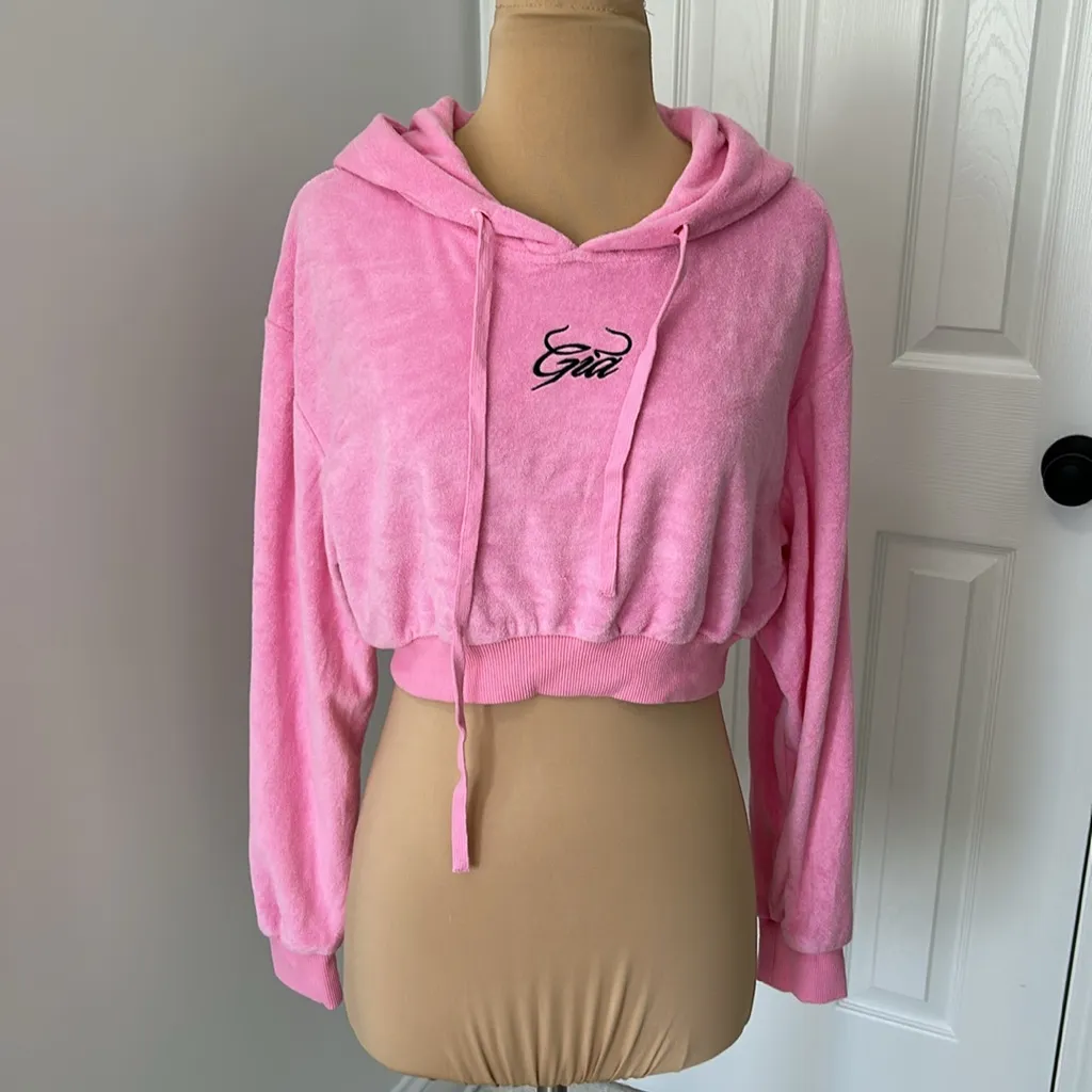I.Am.Gia Torres Pink Terry Cloth Cropped Hoodie - Image 3