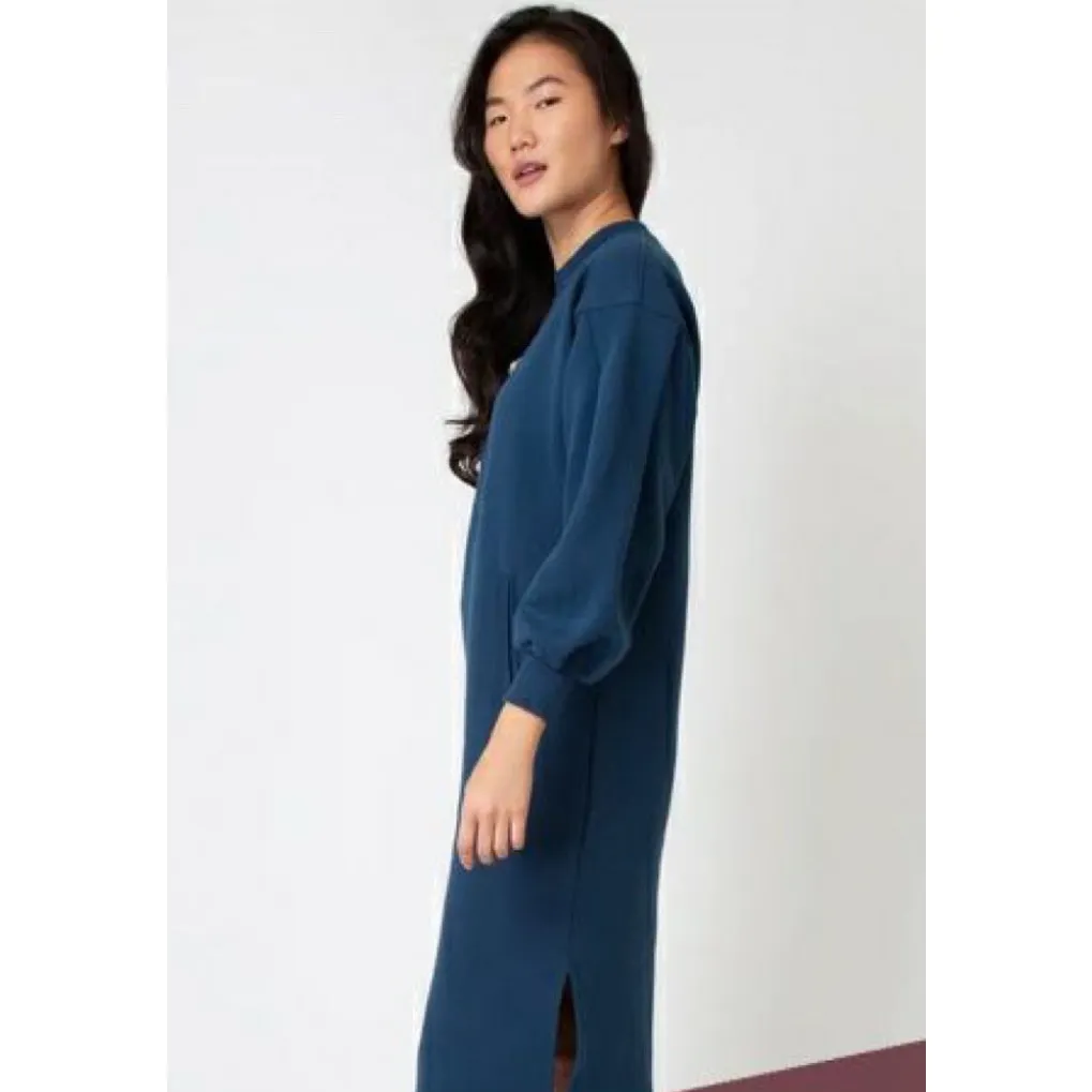 Ann Mashburn Carminia Sweatshirt Midi Dress Grey Marine Fleece Size Small - Image 3