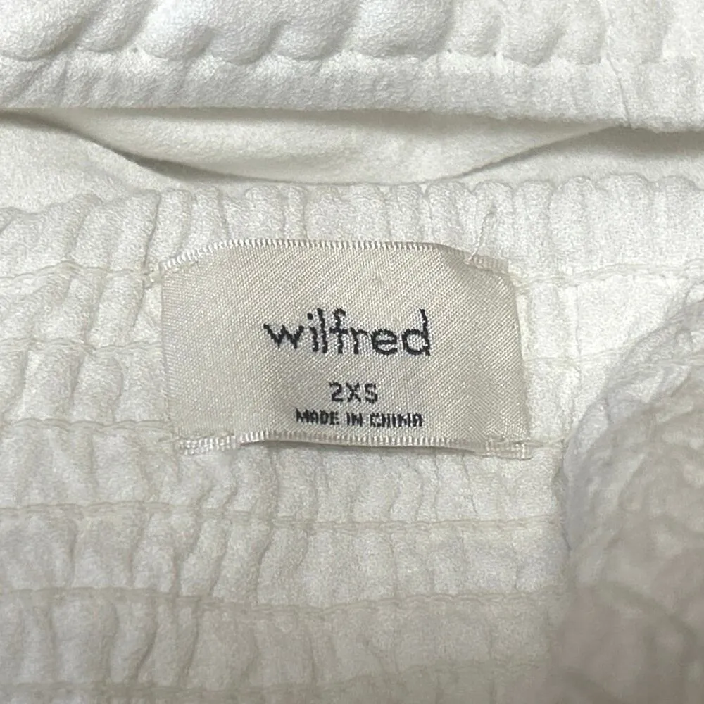 Aritzia Wilfred White Short Puff Sleeve Corset Bandeau Smocked Crop Top Size 2XS - Image 3