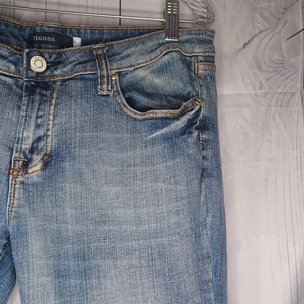 Vigoss Lightly Distressed Boot Cut Blue Denim Jeans - Image 3