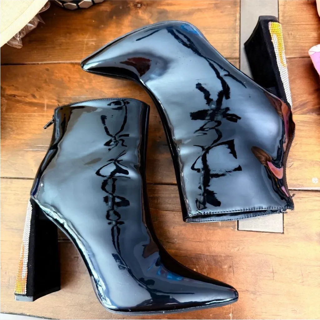 Flame rhinestone ankle boots Black Size 7.5 - Image 4
